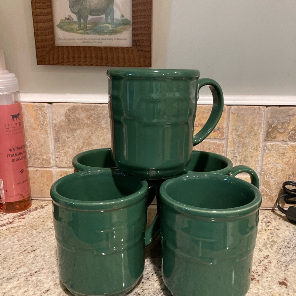 Longaberger Ivy Green pottery Mugs (5 mugs for $35)